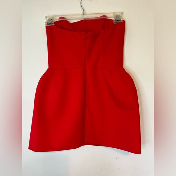 Magda Butrym Corset Mini Dress strapless structured Red Babydoll size 38 FR US 6 - Picture 7 of 11